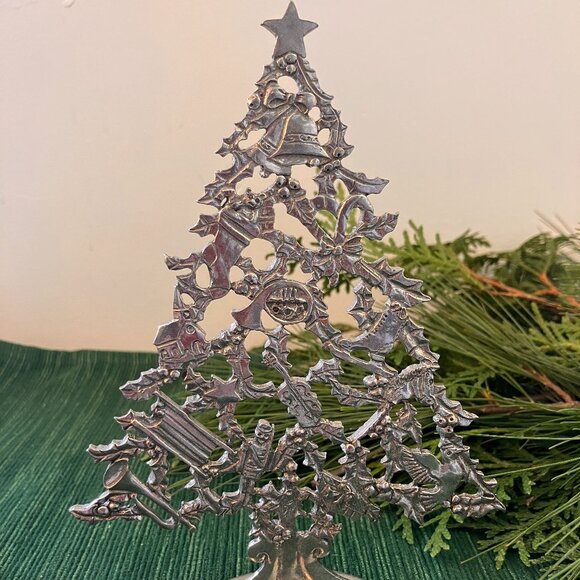 Vintage Seagull Pewter Christmas Tree w Musical Instruments - Picture 1 of 7